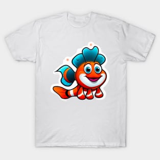 featuring a bright orange clownfish swimming among sea anemones. T-Shirt